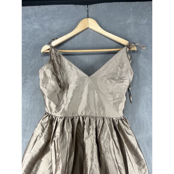 Anthropologie Bloni Tiered Shine Dress Size Small Metallic Midi Dress Bronze - Picture 6 of 12